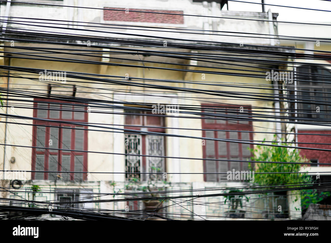 Electrical cable with exposed wire hires stock photography and images