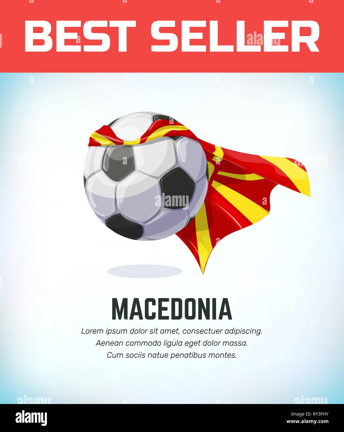 Macedonia football or soccer ball. Football national team. Vector illustration Stock Vector