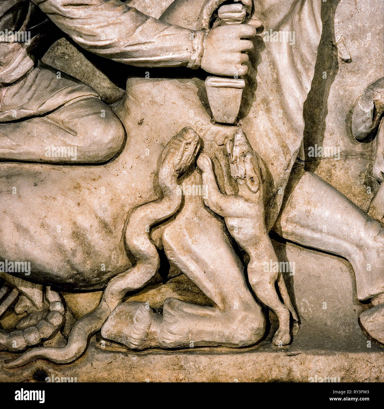 Italy Lazio Rome, Roman archeology- Rome Underground - Mithraeum of the Circus Maximus. Stock Photo