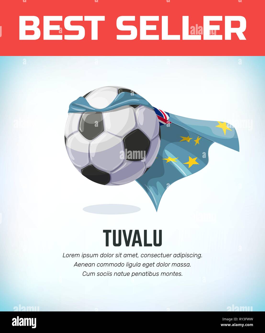 Tuvalu football or soccer ball. Football national team. Vector