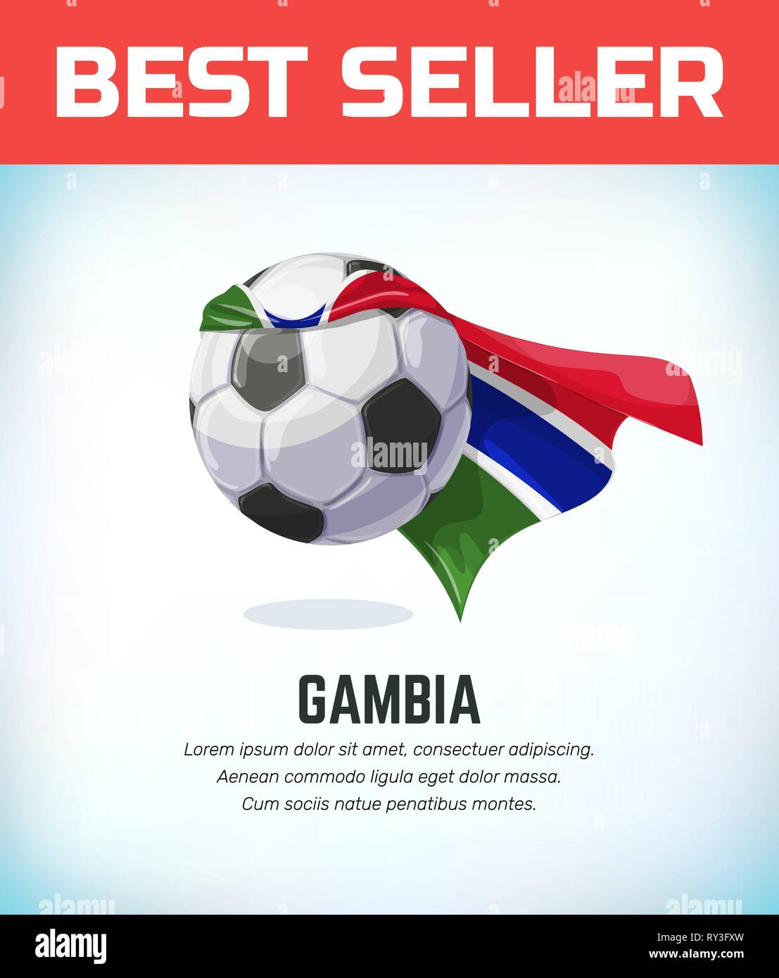 Gambia football or soccer ball. Football national team. Vector