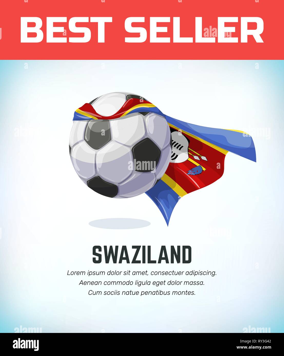 Swaziland football or soccer ball. Football national team. Vector