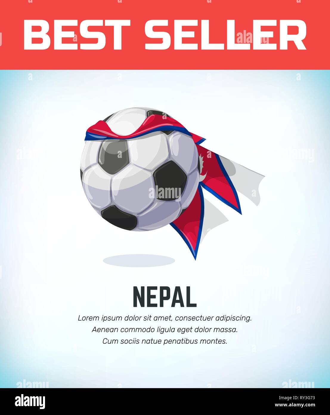 Nepal football or soccer ball. Football national team. Vector illustration Stock Vector Image