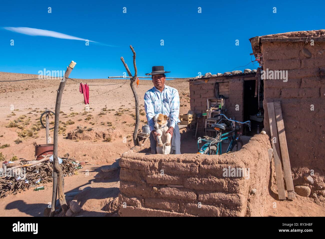 Argentina, Salta Province, Valles Calchaquies, Ovejeria near Cachi, Parque Nacional Los Cardones, Donato Martinez Stock Photo