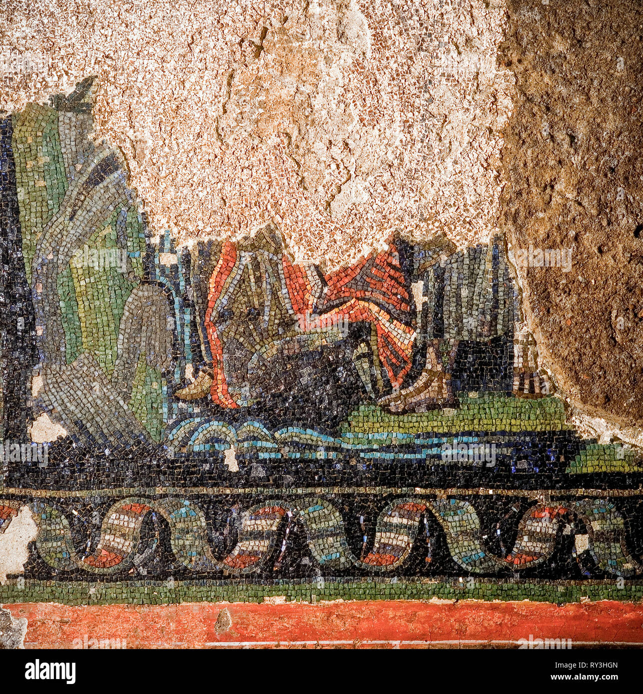 Italy lazio Rome Roman archeology - Rome underground -  Ipogeum of Via Livenza - Mosaic Stock Photo