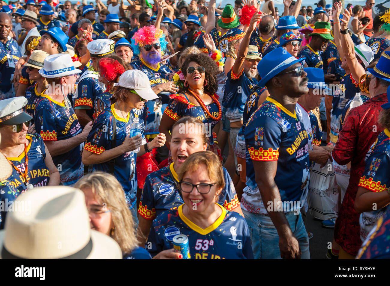 RIO DE JANEIRO - MARCH 15, 2017: Brazilian carnivalgoers in traditional ...