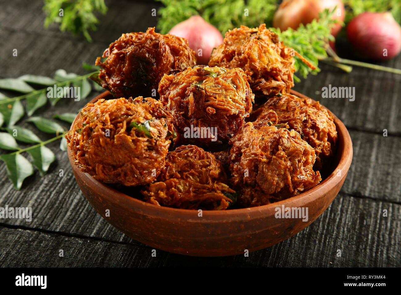 Delicious homemade ullivada,pakoda, onion fritters from Indian cuisine
