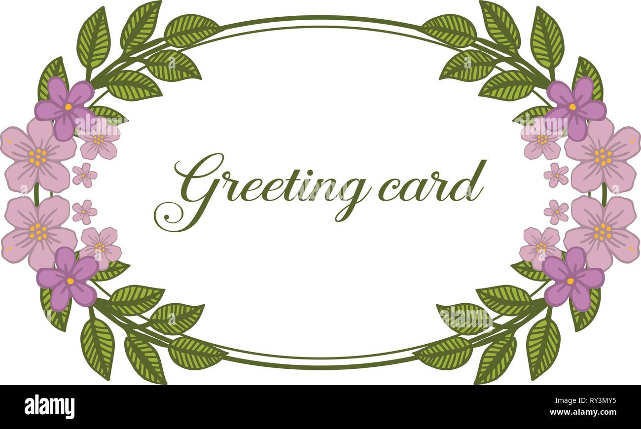Vector illustration greeting card with purple flower frame hand drawn ...