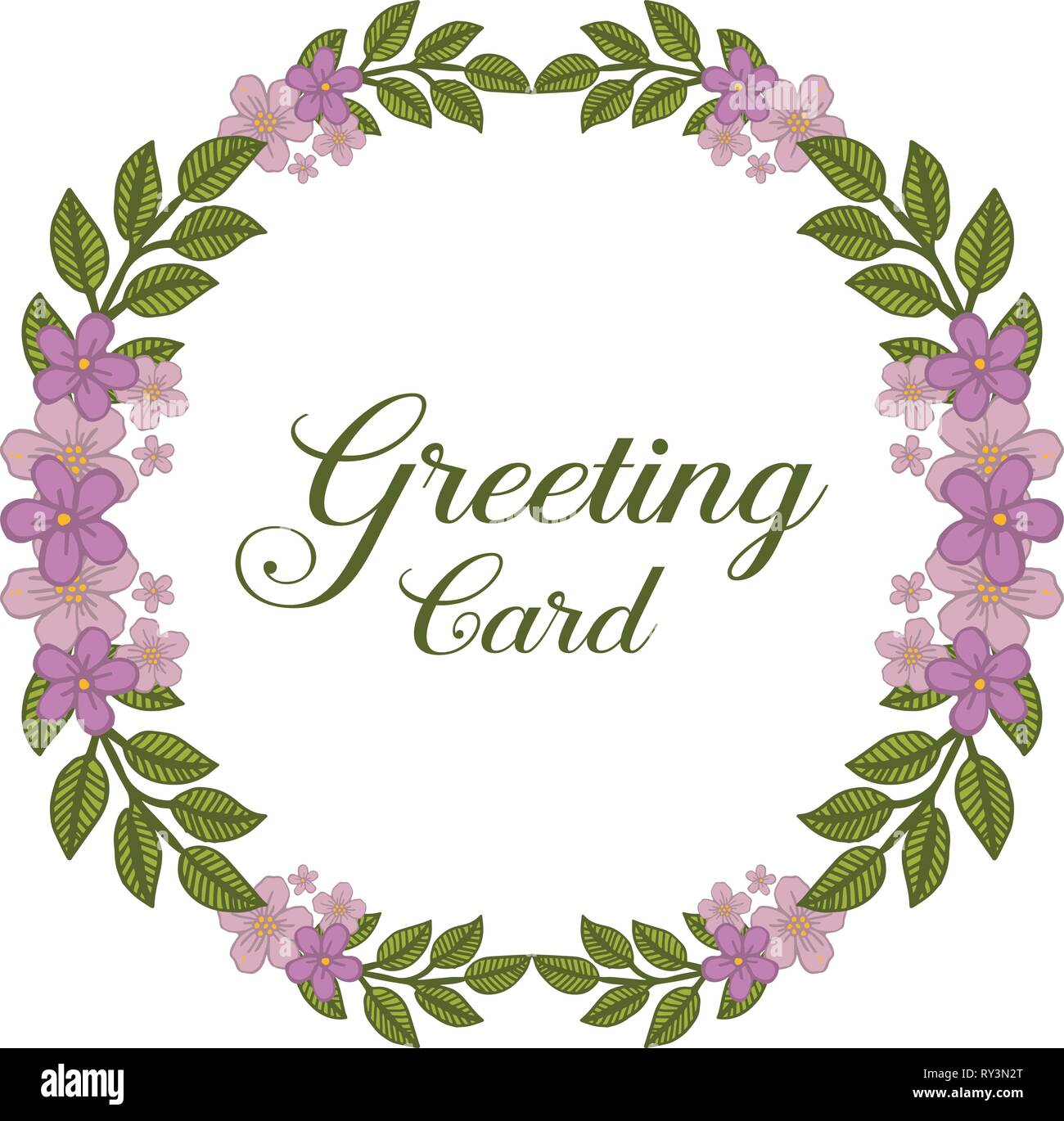 Vector illustration writing of greeting card with crowd bright purple ...