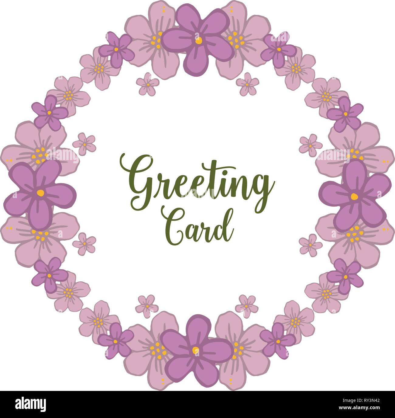 Vector illustration writing of greeting card with crowd bright purple ...