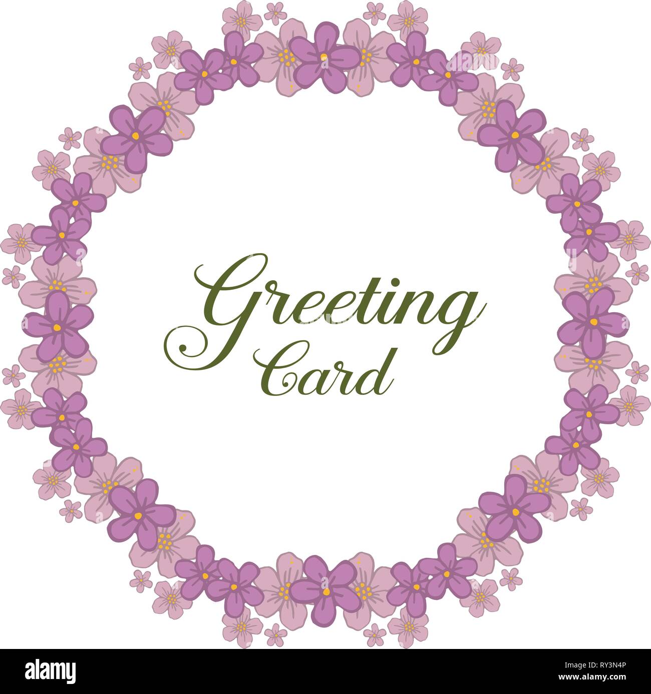 Vector illustration writing of greeting card with crowd bright purple ...