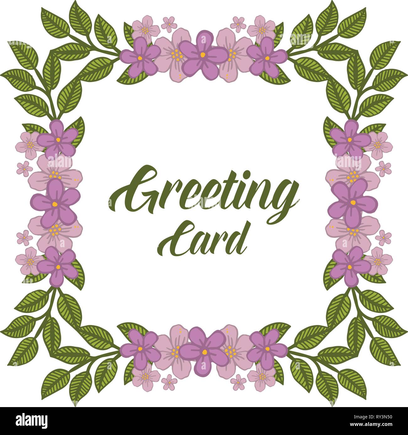 Vector illustration writing of greeting card with crowd bright purple ...