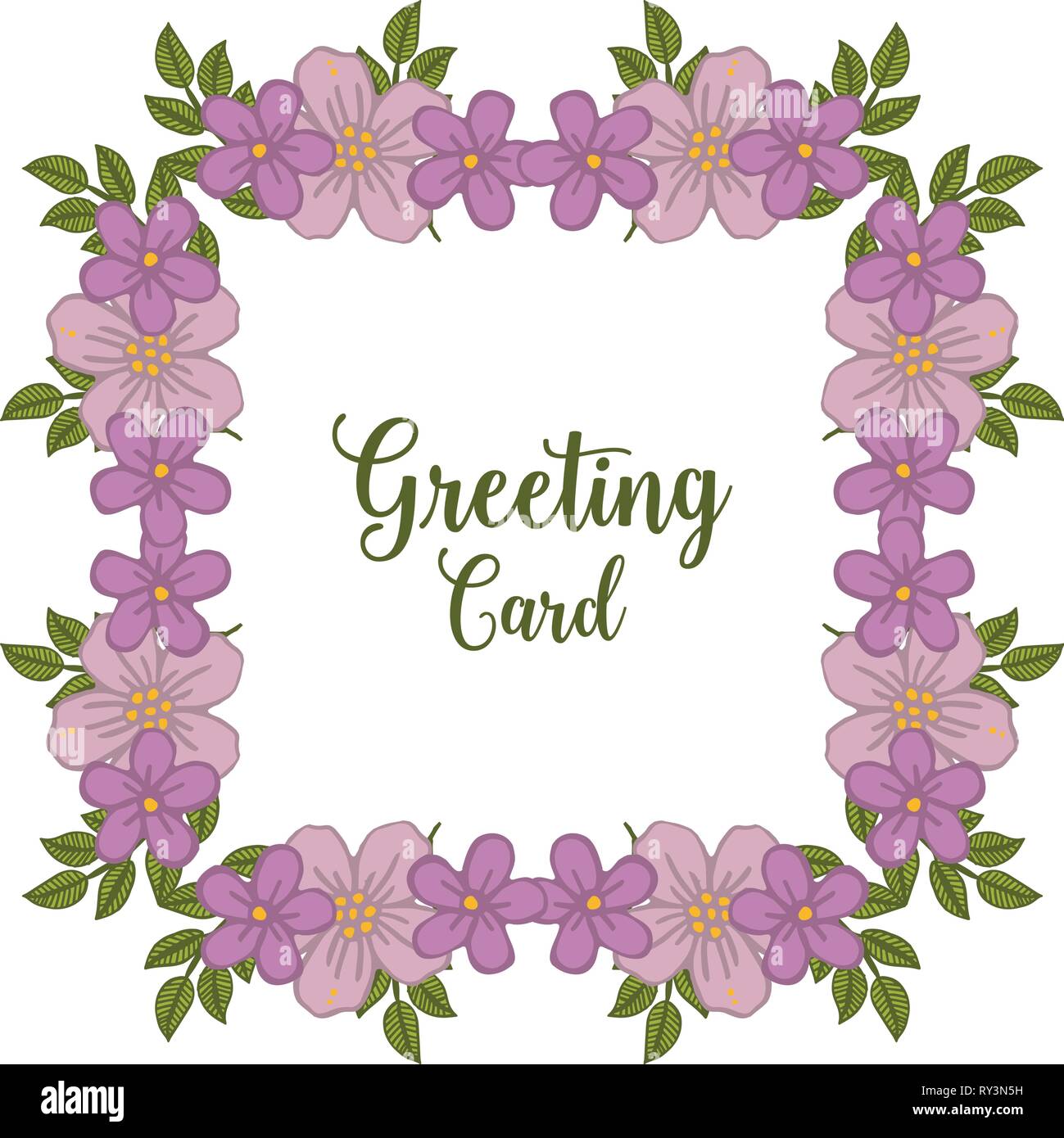 Vector illustration writing of greeting card with crowd bright purple ...