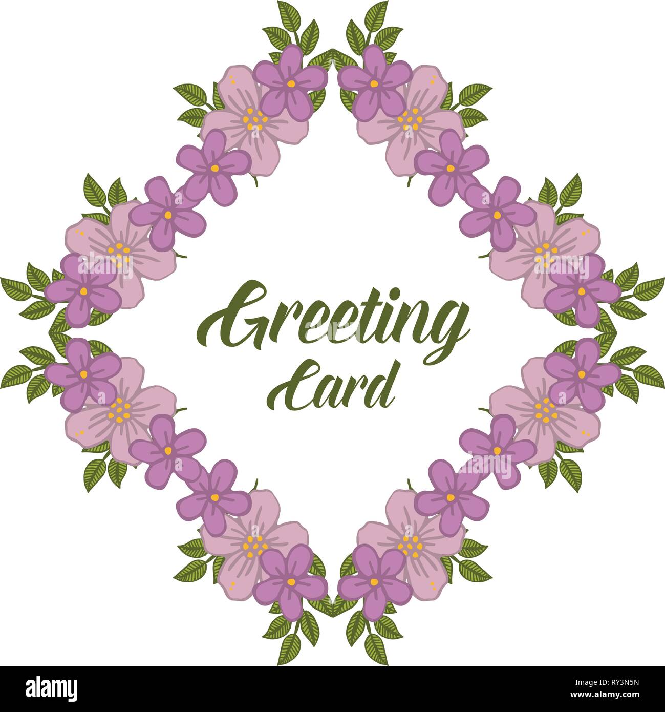 Vector illustration writing of greeting card with crowd bright purple ...