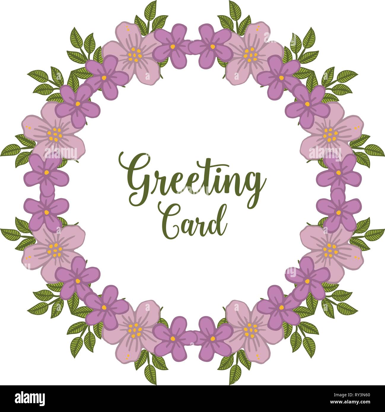 Vector illustration writing of greeting card with crowd bright purple ...
