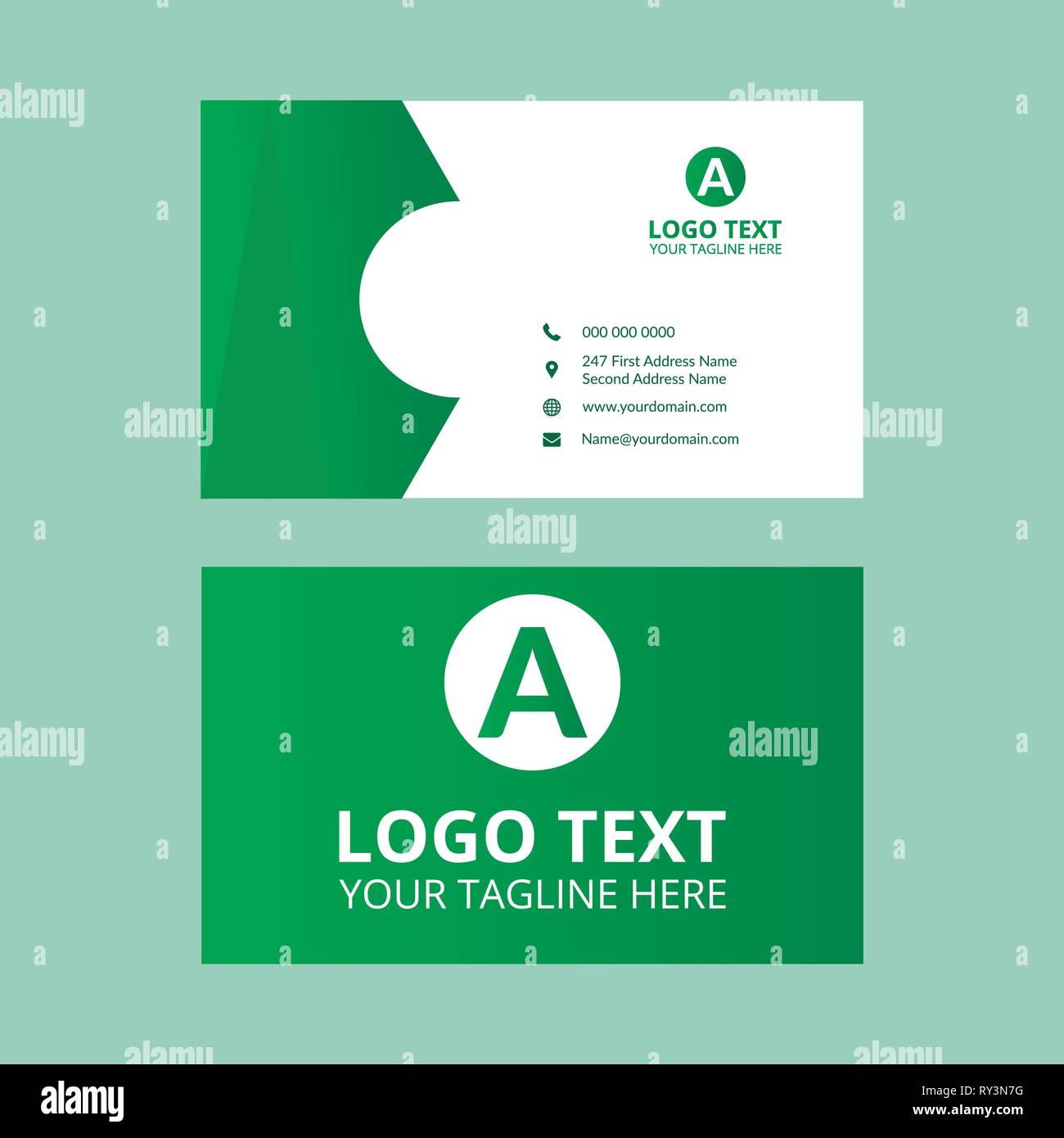 deep-green-business-card-stock-vector-image-art-alamy