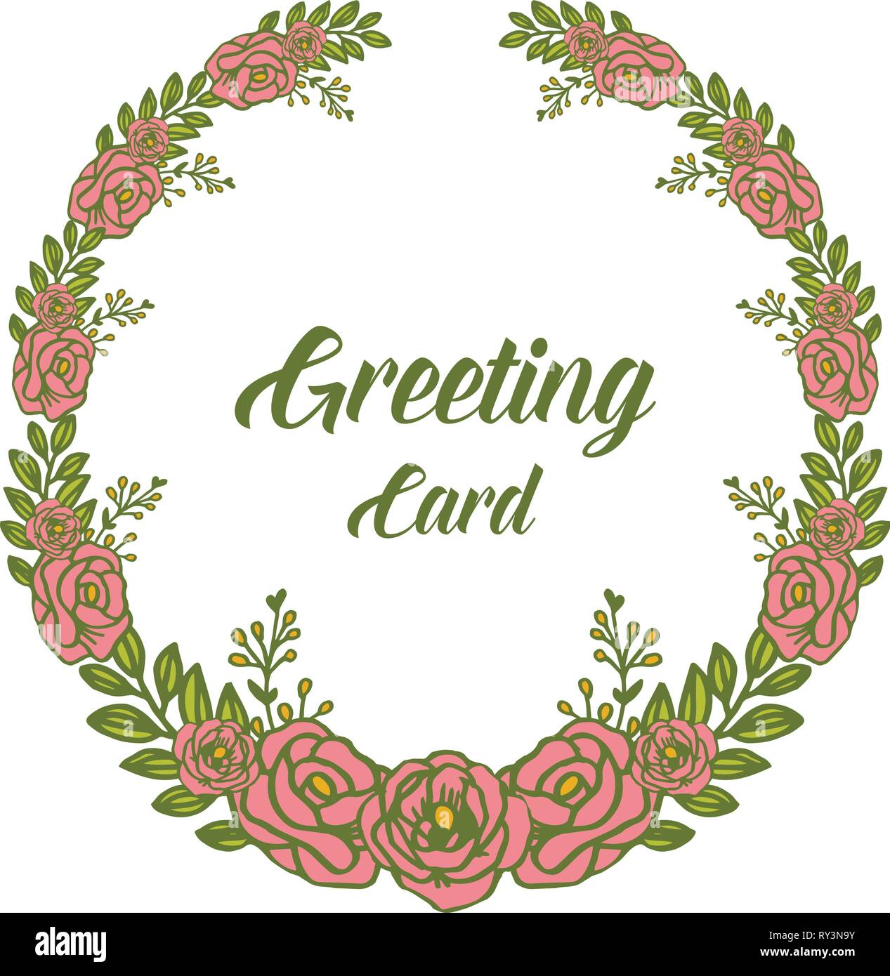 Vector illustration invitation of greeting card with rose floral frames ...