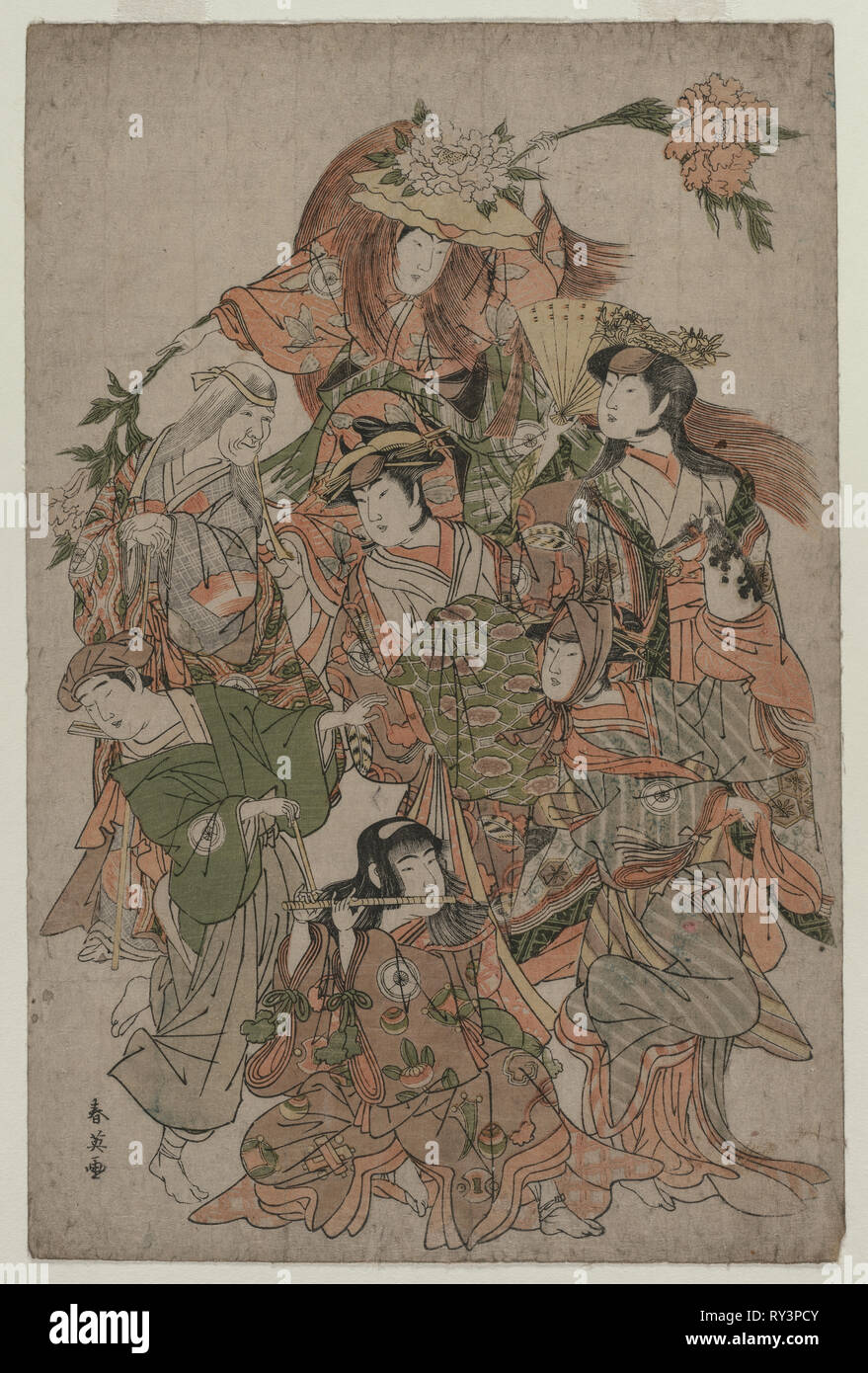 Iwai Hanshiro IV in a Dance of Seven Changes, c. 1793 or 1794. Katsukawa Shunei (Japanese, 1762-1819). Color woodblock print; sheet: 38.8 x 25.8 cm (15 1/4 x 10 3/16 in Stock Photo