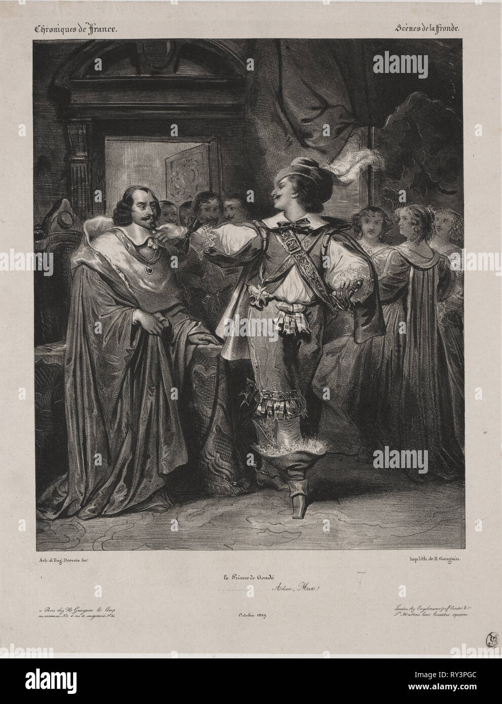 Chronicles of France:  Scene of the Fronde - The Prince of Condé, 1829. Eugène François Marie Joseph Devéria (French, 1805-1865), and Achille Devéria (French, 1800-1857). Lithograph Stock Photo