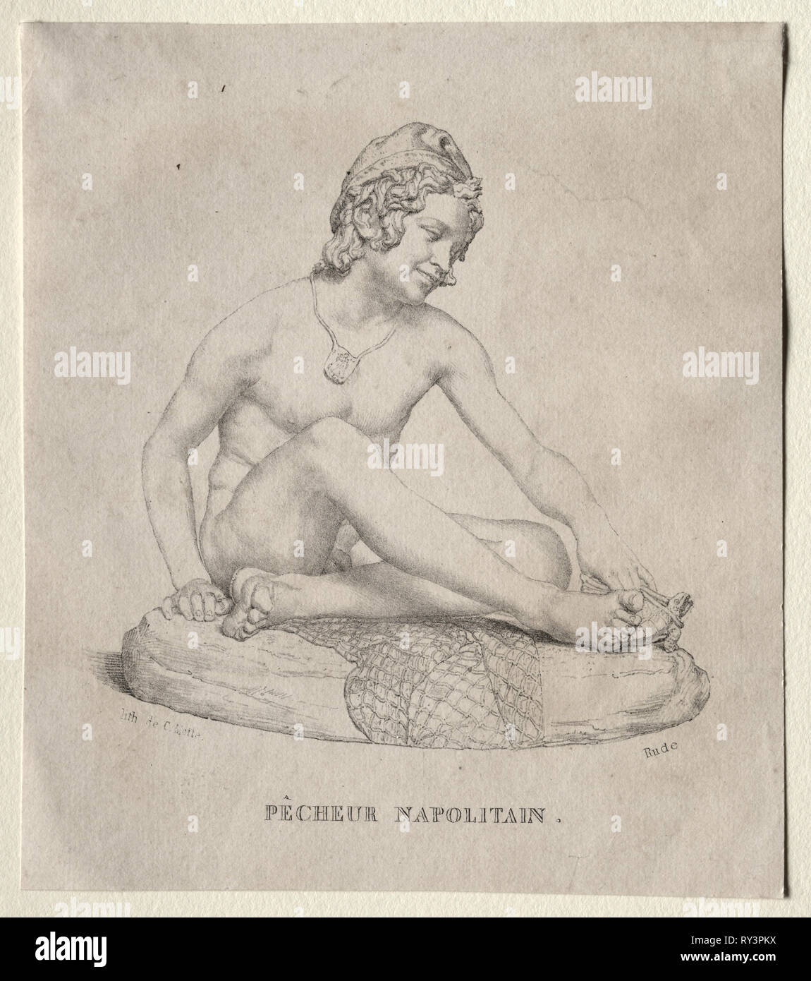 Neopolitan Fisherman, 1835. François Rude (French, 1784-1855). Lithograph Stock Photo