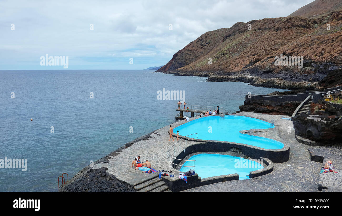 La Caleta, El Hierro, June 10, 2018: the natural sea water pools in La