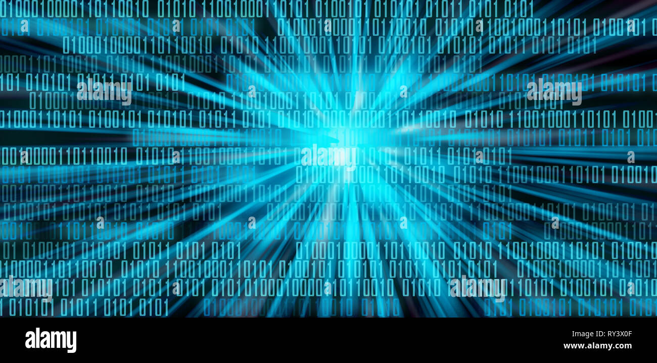 Digital data binary code technology matrix background, data flood conectivity futuristic binary code programming in cyber space, data technology conce Stock Photo