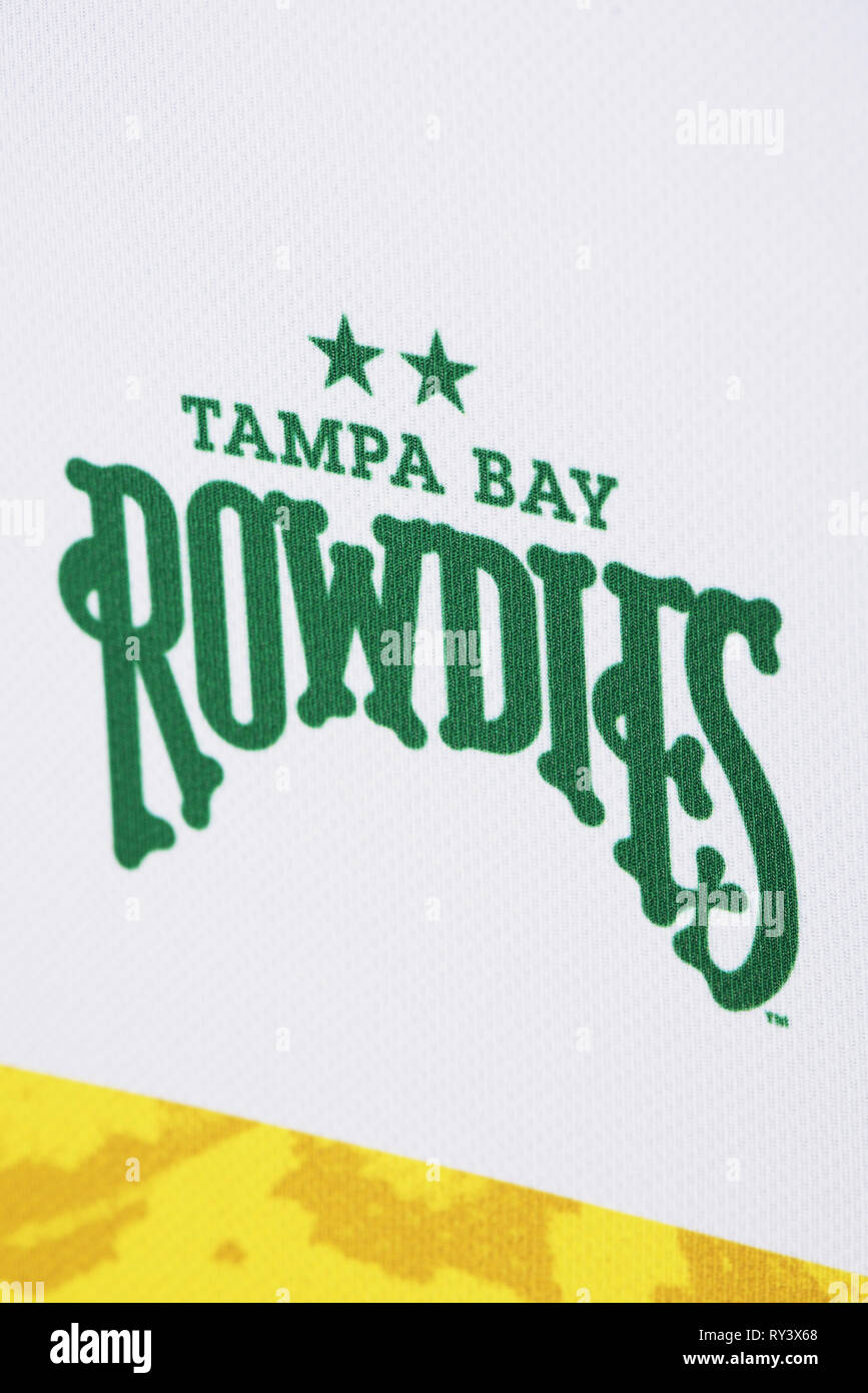Close up of Tampa Bay Rowdies Away jersey. Stock Photo