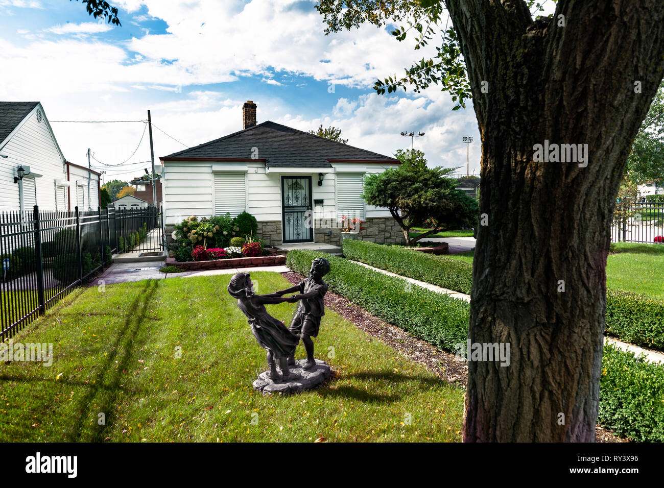 GARY, INDIANA - October 08, 2018: Exterior view of childhood home of pop star Michael Jackson in his hometown of Gary Indiana Stock Photo