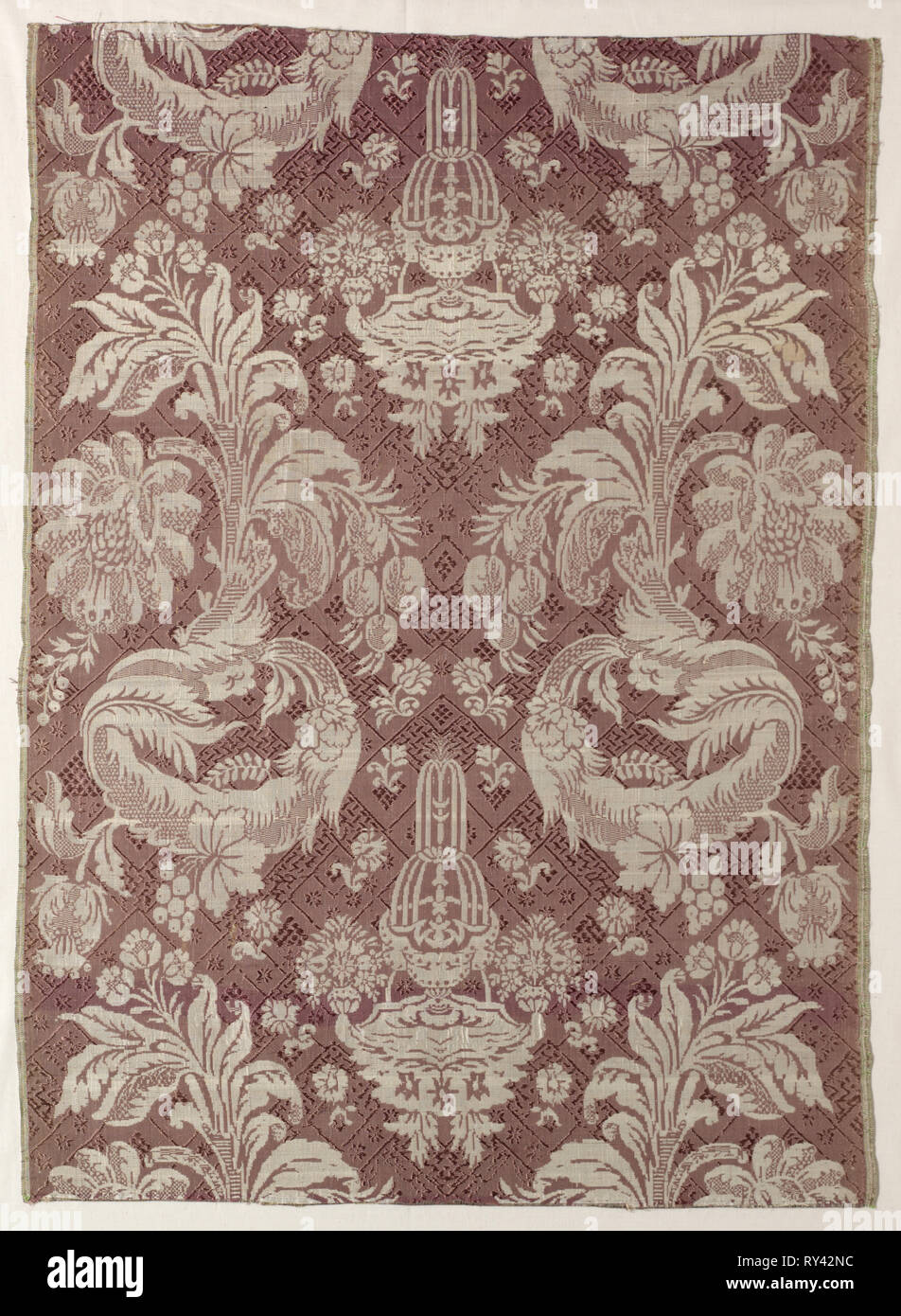 Lengths of Textile, early 1700s. France or Italy, early 18th century. Silk with supplementary weft brocading; average: 81.7 x 56 cm (32 3/16 x 22 1/16 in Stock Photo