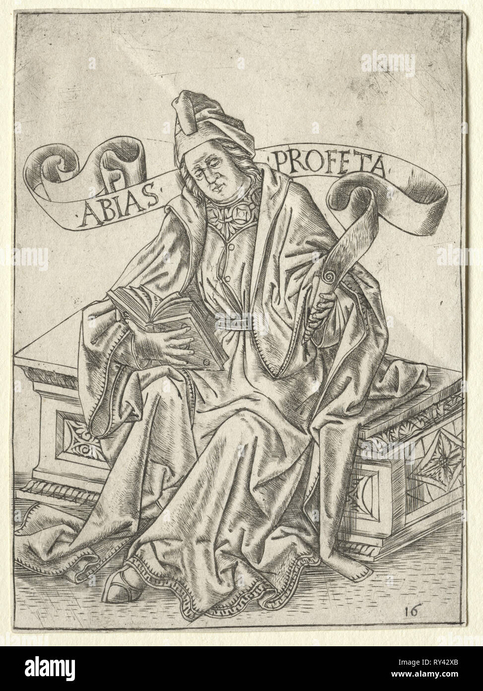 The Prophets:  Obadiah, c. 1470-1475. Attributed to Baccio Baldini (Italian, c. 1436-1487). Engraving Stock Photo