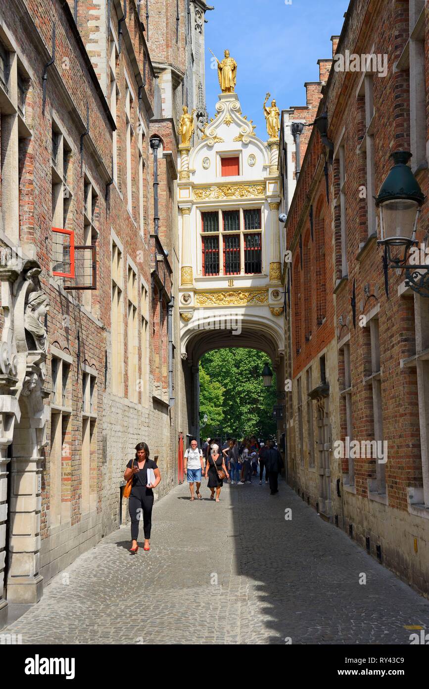 Belgium, Western Flanders, Bruges, historical centre listed as World Heritage by UNESCO, Blinde Ezelstraat (Blind donkey street) Stock Photo