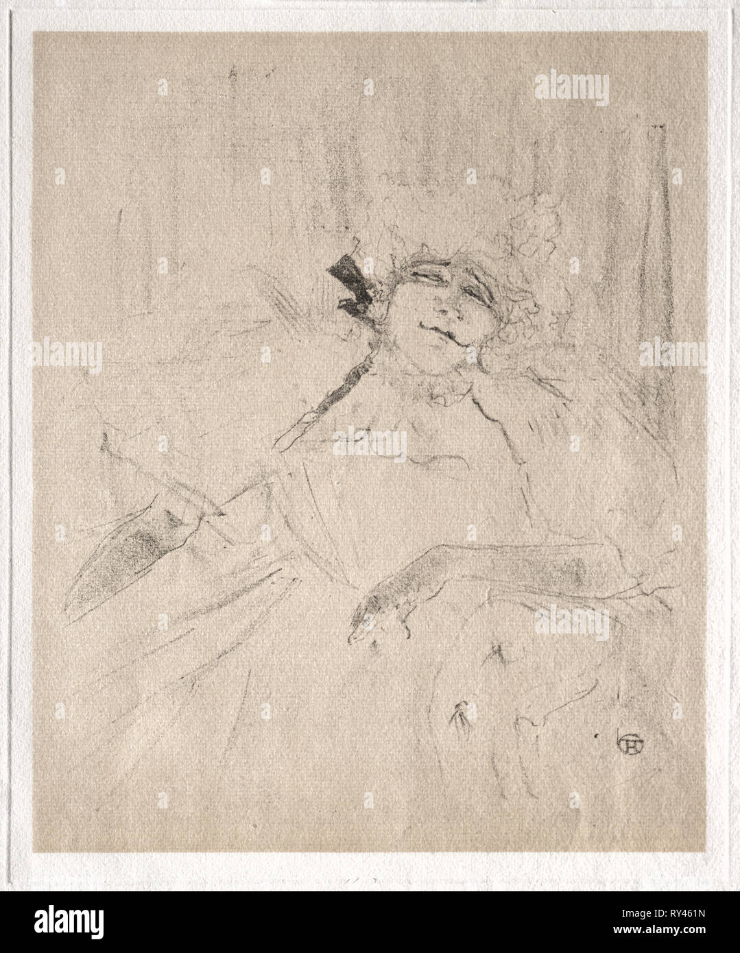 Yvette Guilbert:  Chanson Ancienne, 1898. Henri de Toulouse-Lautrec (French, 1864-1901). Lithograph Stock Photo