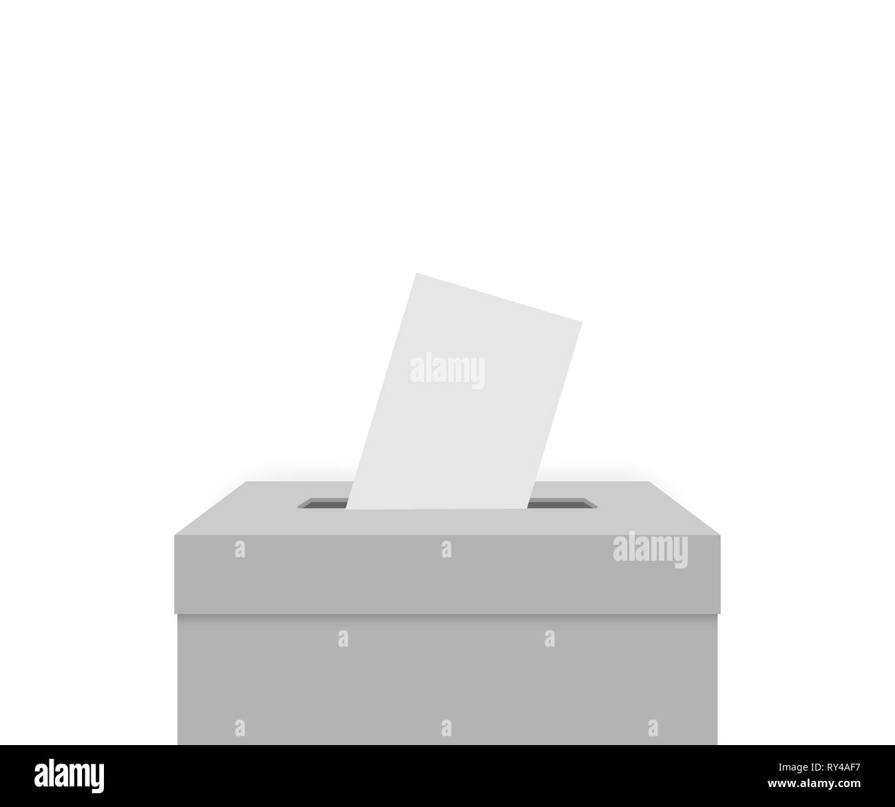 White election box with voting paper in hole. ballot campaign mockup Stock Vector