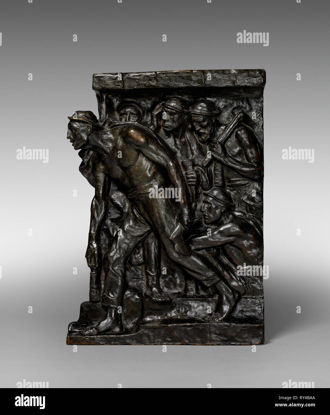 The Miners, c. 1890 - 1900. Constantin Meunier (Belgian, 1831-1905). Bronze;  overall: 54.9 x 40.6 x 11.4 cm (21 5/8 x 16 x 4 1/2 in Stock Photo - Alamy