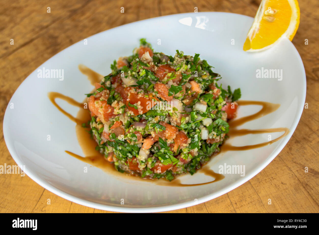 Salad Tabule. With parsley, tomatoes, red onion, manna croup