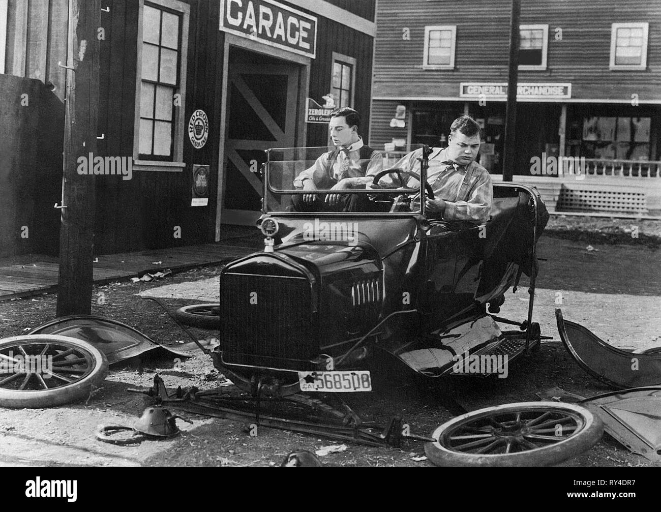 KEATON,ARBUCKLE, THE GARAGE, 1920 Stock Photo