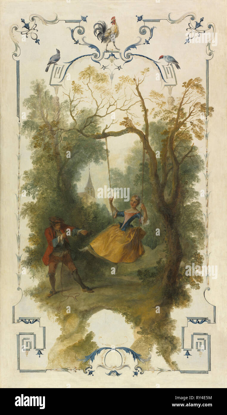 The Swing, c. 1723-1727. Nicolas Lancret (French, 1690-1743). Oil on canvas; framed: 157 x 96 x 5.5 cm (61 13/16 x 37 13/16 x 2 3/16 in.); unframed: 150.8 x 89.7 cm (59 3/8 x 35 5/16 in Stock Photo