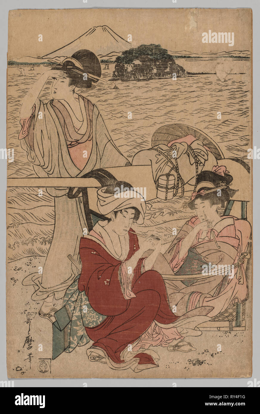 No Title, 1753-1806. Kitagawa Utamaro (Japanese, 1753?-1806). Color woodblock print; sheet: 38.2 x 25.4 cm (15 1/16 x 10 in Stock Photo