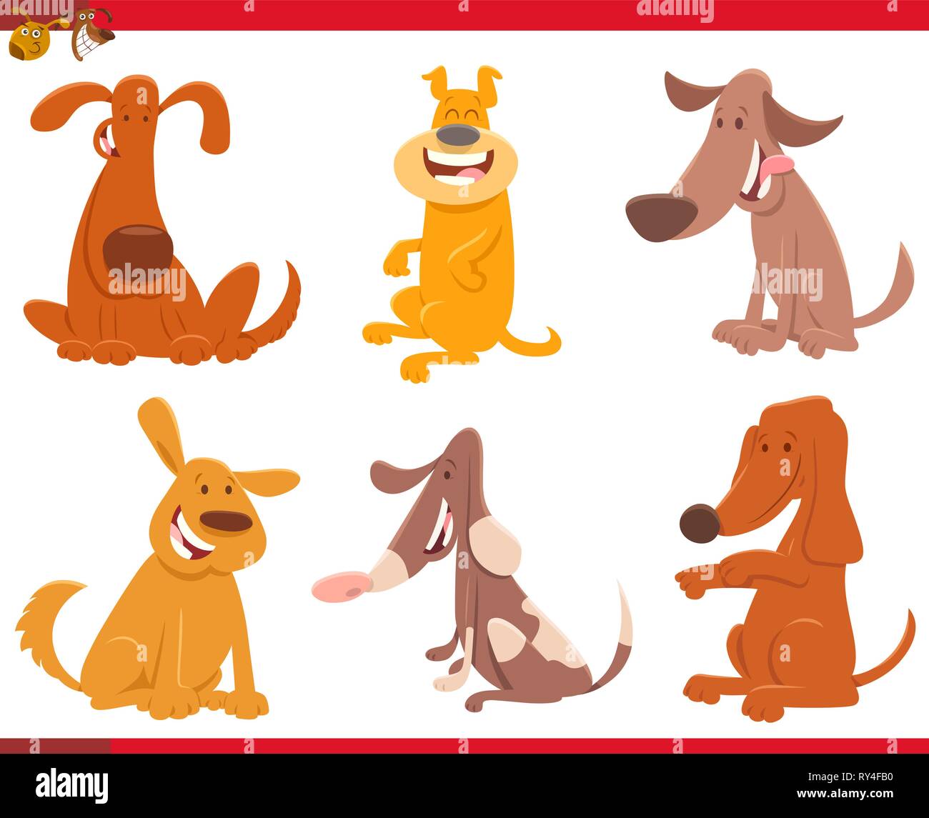 Cartoon Illustration of Dogs or Puppies Domestic Animal Characters Set ...