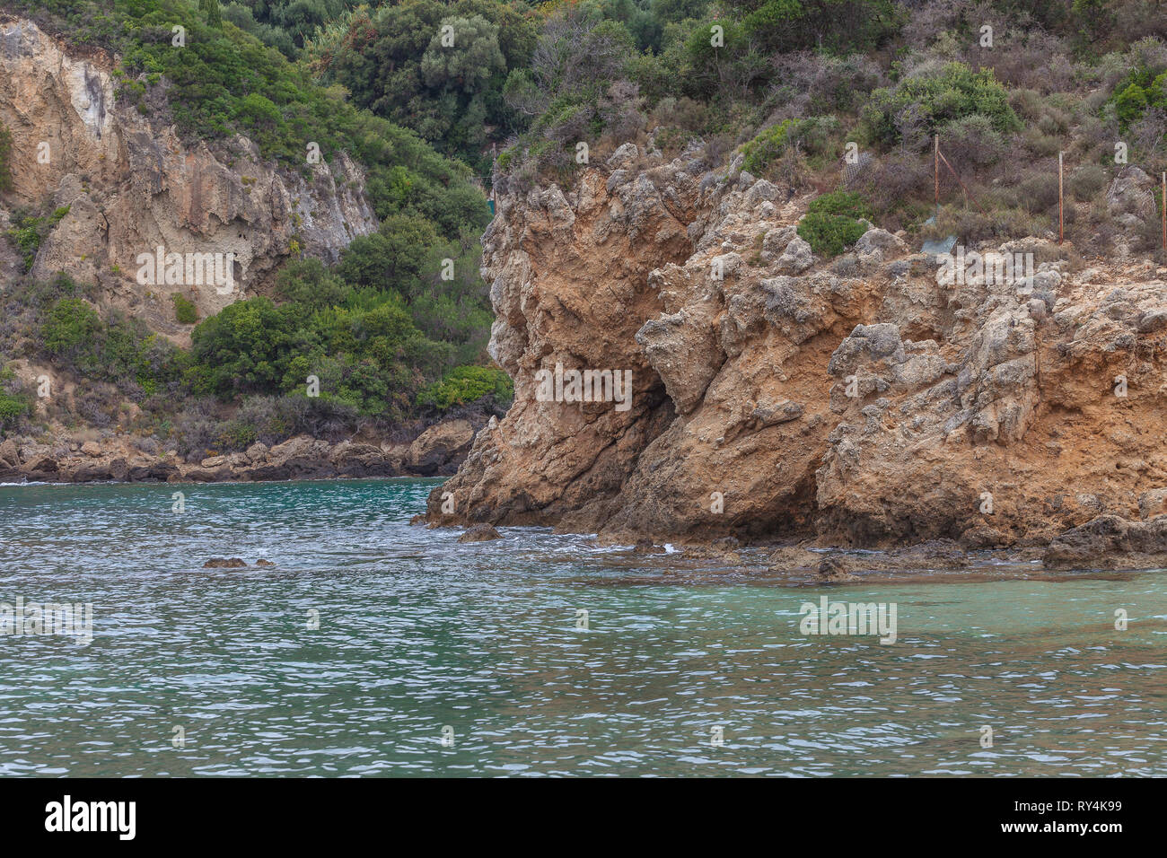 Paleokastritsa bay cliffs, Corfu Island, Greece Stock Photo