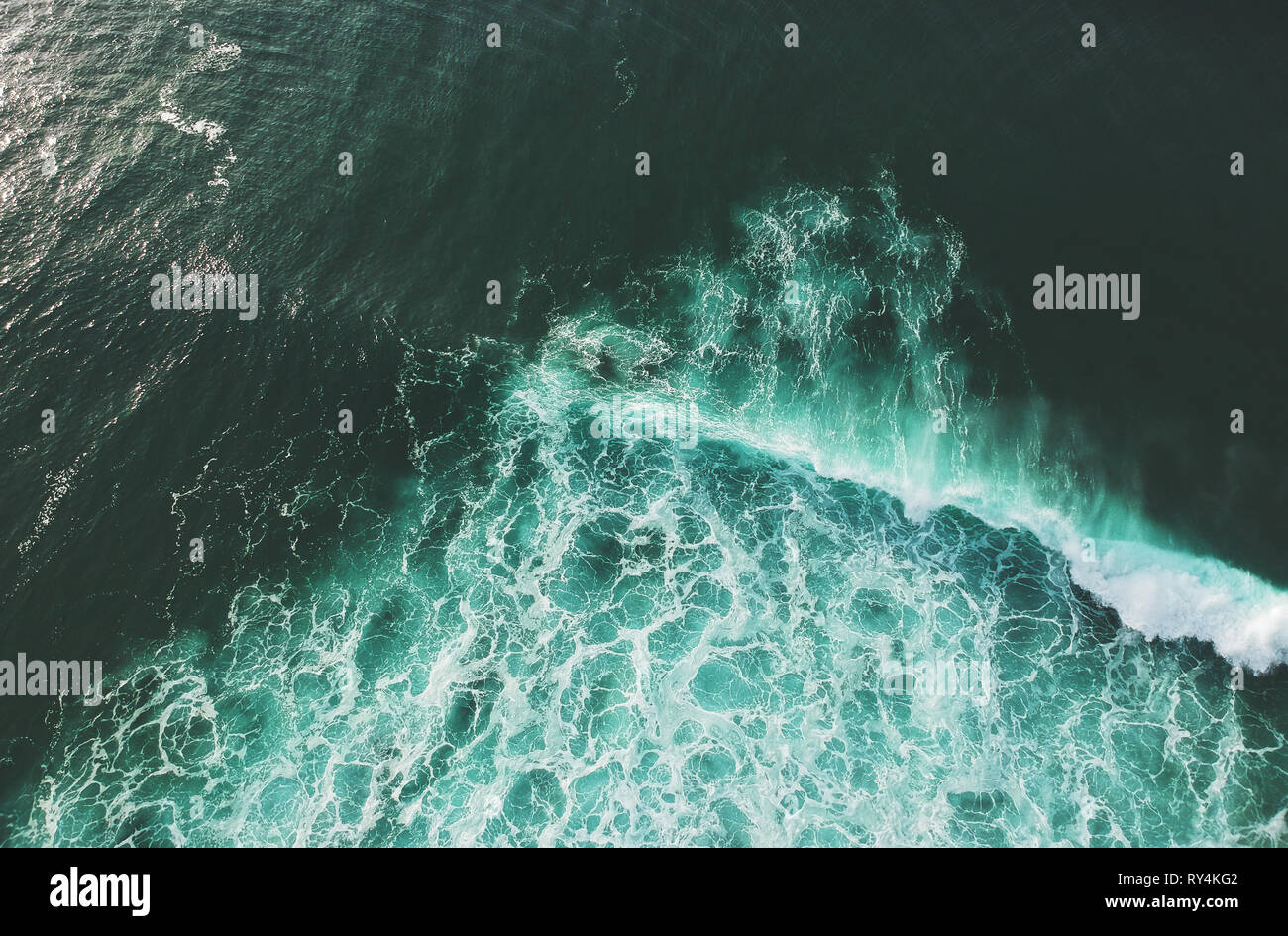 Aerial top view of ocean wave with foam. Drone Photo Stock Photo - Alamy