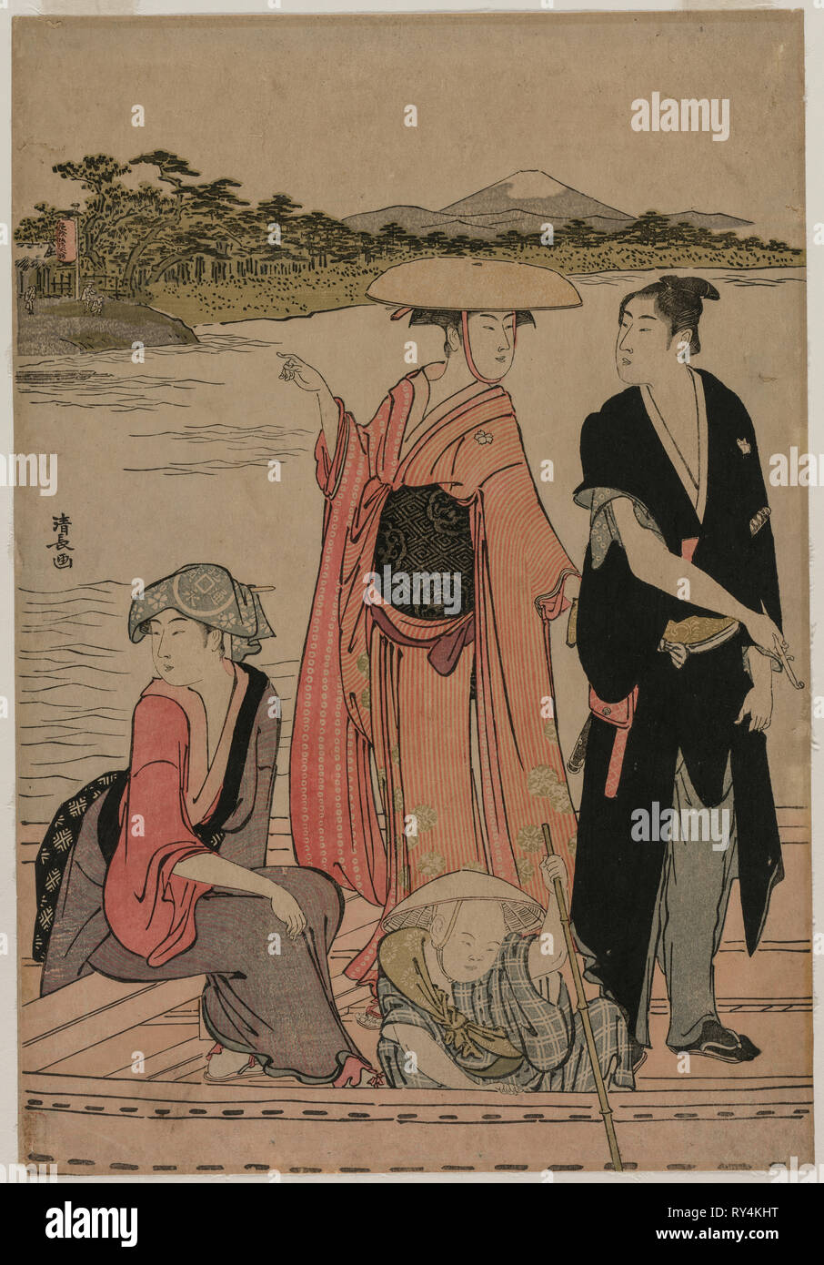 Passengers in a Ferry Boat on the Sumida River, 1784. Torii Kiyonaga (Japanese, 1752-1815). Color woodblock print; sheet: 38.2 x 26.2 cm (15 1/16 x 10 5/16 in Stock Photo