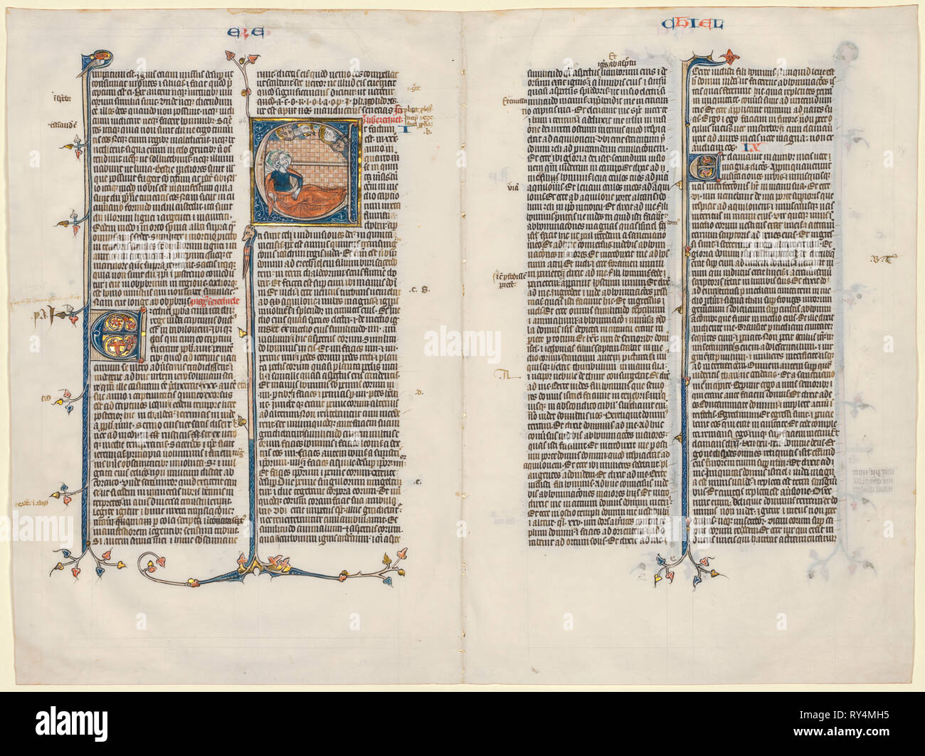 Bifolium From A Bible Initial E T Factum Est With Ezekiel C 1290 France Paris 13th Century Ink Tempera And Gold On Vellum Sheet 40 3 X 53 7 Cm 15 7 8 X 21 1 8 In Stock Photo Alamy