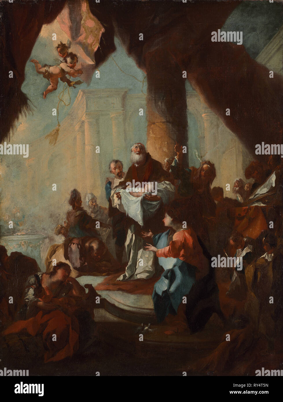 Study for 'The Presentation of Christ in the Temple' (for Saint Ulrich, Vienna), c. 1750. Attributed to Franz Anton Maulbertsch (Austrian, 1724-1796). Oil on canvas; framed: 90 x 70 x 9 cm (35 7/16 x 27 9/16 x 3 9/16 in.); unframed: 69.5 x 52.3 cm (27 3/8 x 20 9/16 in Stock Photo