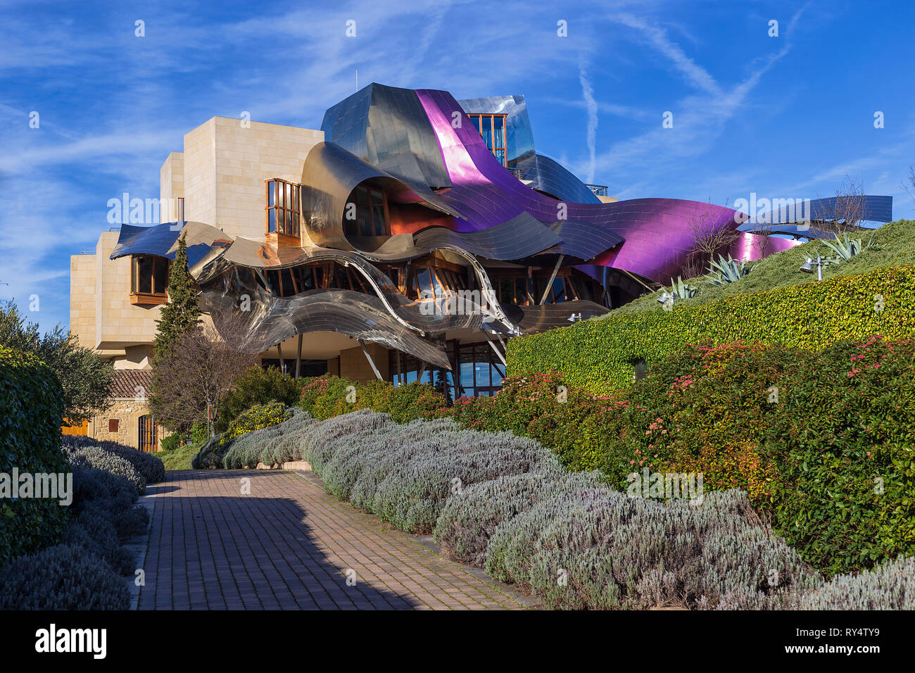 Marques de Riscal Hotel, a Frank Ghery building in Elciego, Spain, on March 2018 Stock Photo