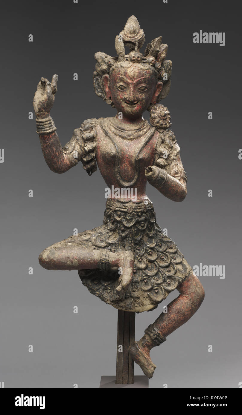 Goddess Vajravarahi, 1400s. Nepal, 15th century. Unbaked clay and pigment; overall: 63.5 cm (25 in Stock Photo