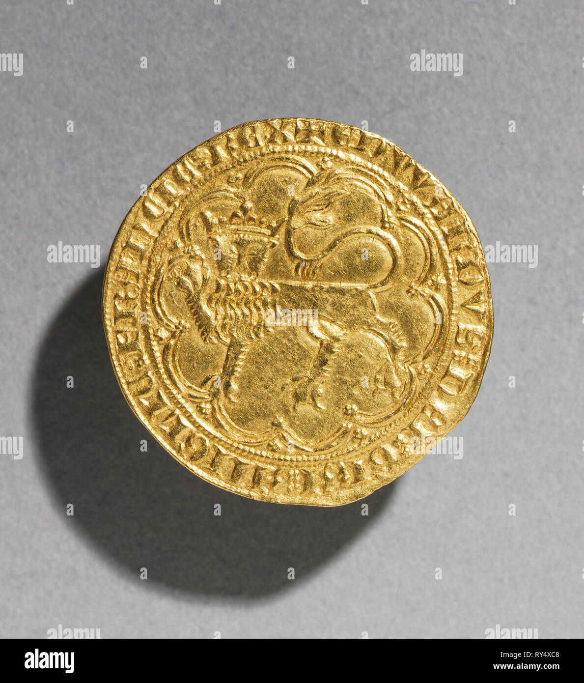 Leopard d'Or of Edward III of England , 1327-1377. England, Anglo-Gallic, Gothic period, 14th century. Gold; diameter: 3.4 cm (1 5/16 in Stock Photo