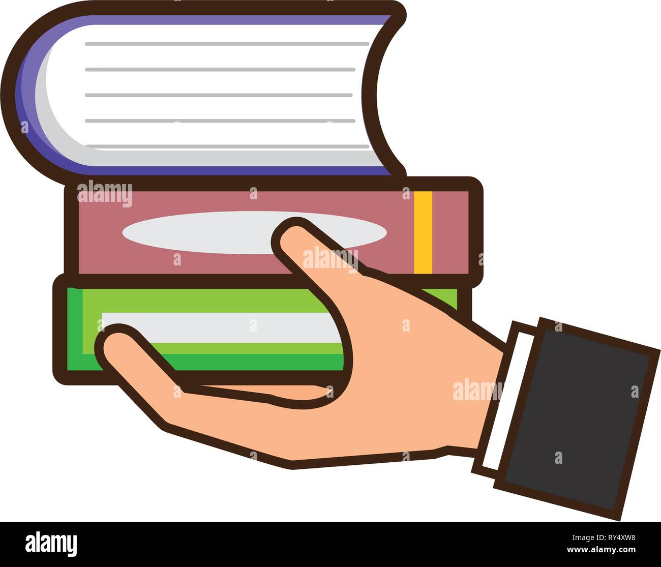 hand holding books pile Stock Vector Image & Art Alamy
