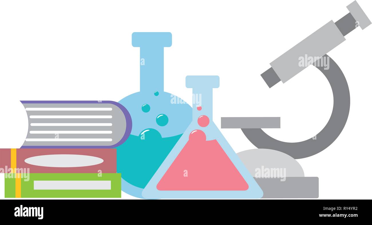 microscope books flask science Stock Vector Image & Art - Alamy