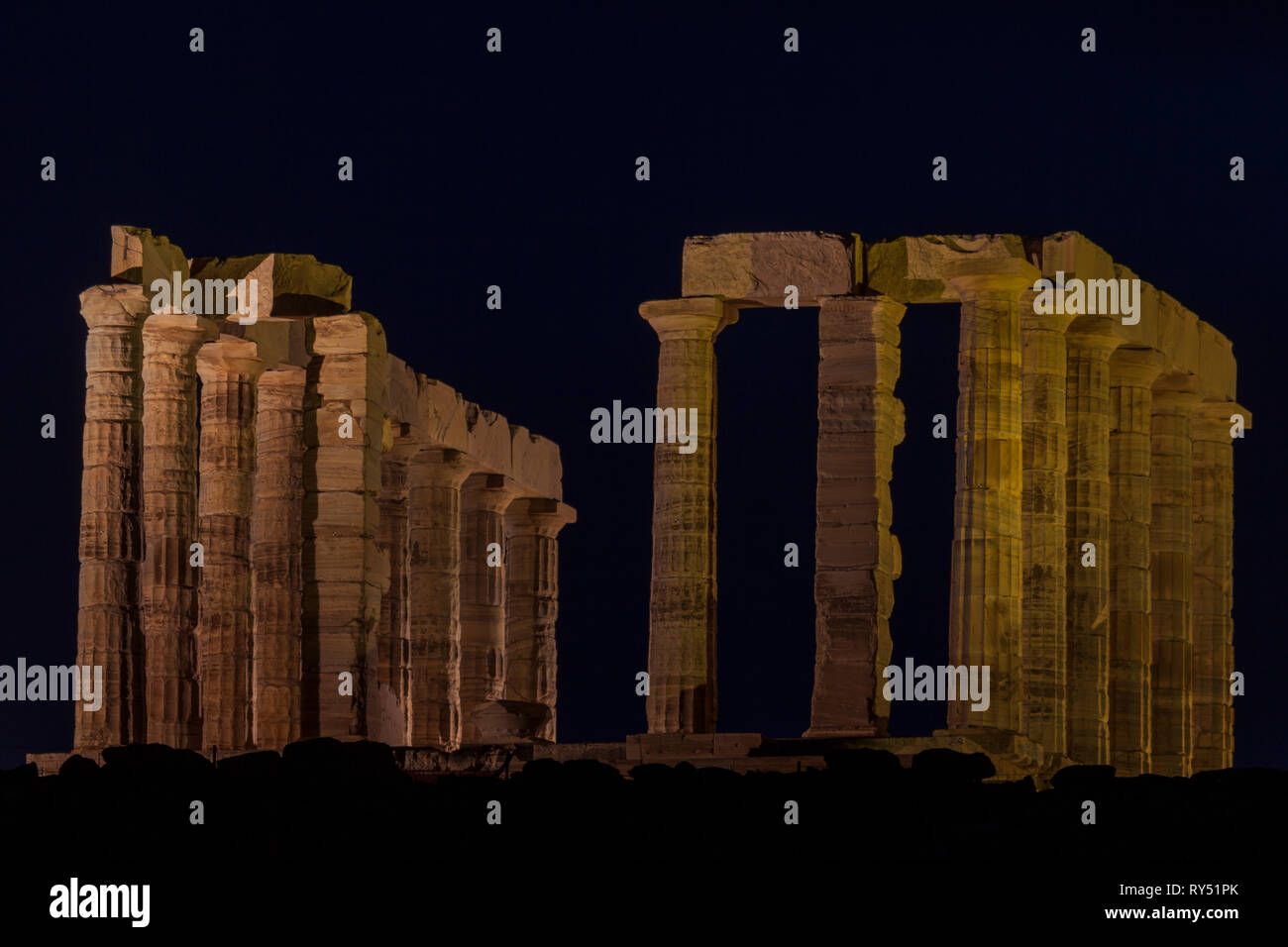 Temple of Poseidon in Sounion cape. Attika, Greece Stock Photo - Alamy